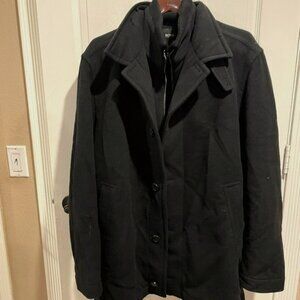 REALLY SHARP HUGO BOSS CASHMER WOOL COAT BLACK (L)